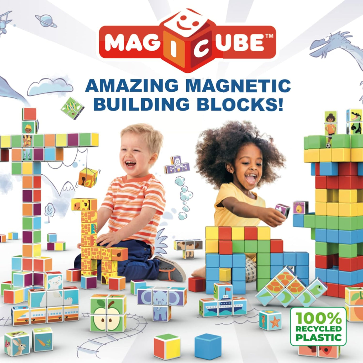 Geomag Magicube Magnetic Cubes - 24 Pcs Building Blocks for Ages 1-5 Years