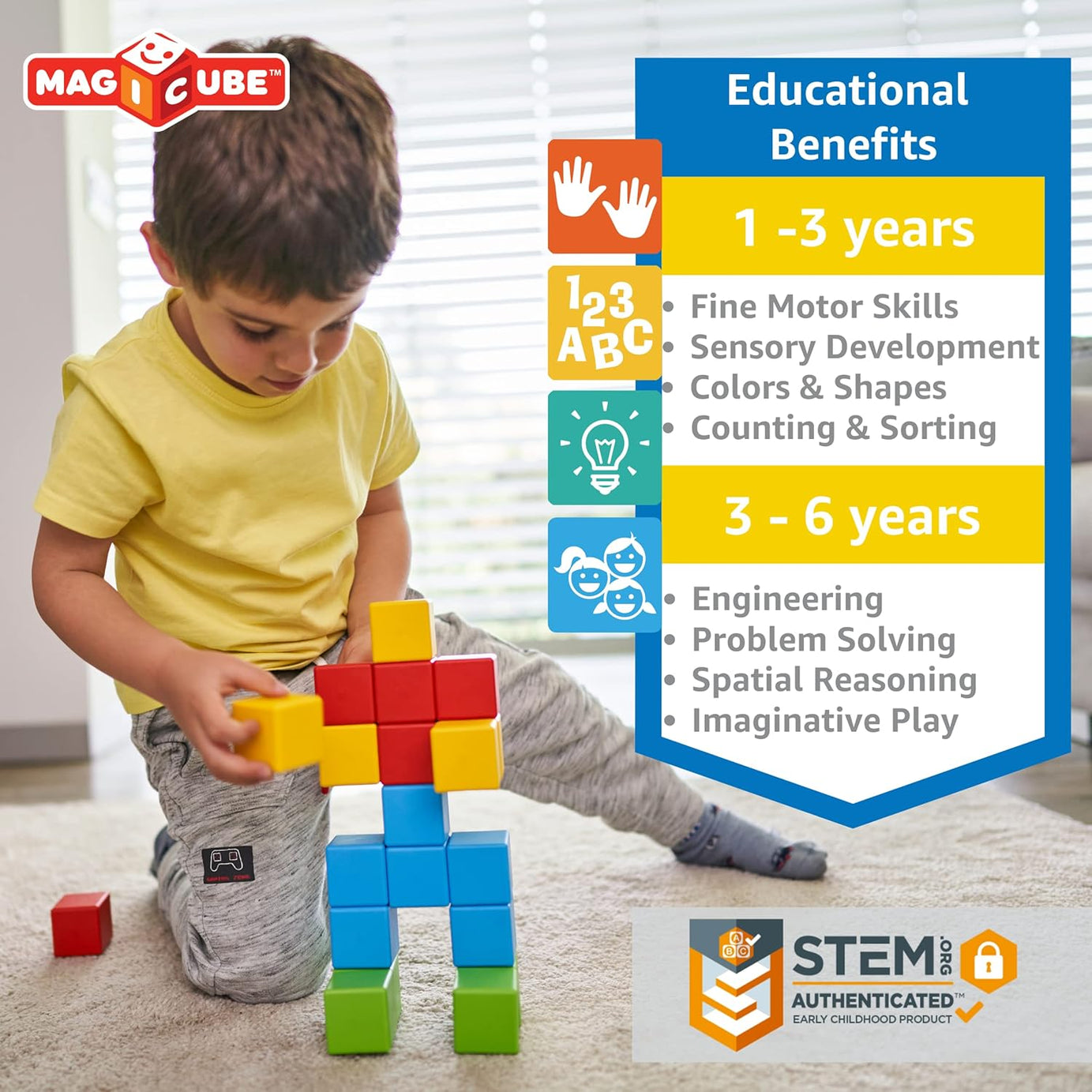 Geomag Magicube Magnetic Cubes - 24 Pcs Building Blocks for Ages 1-5 Years