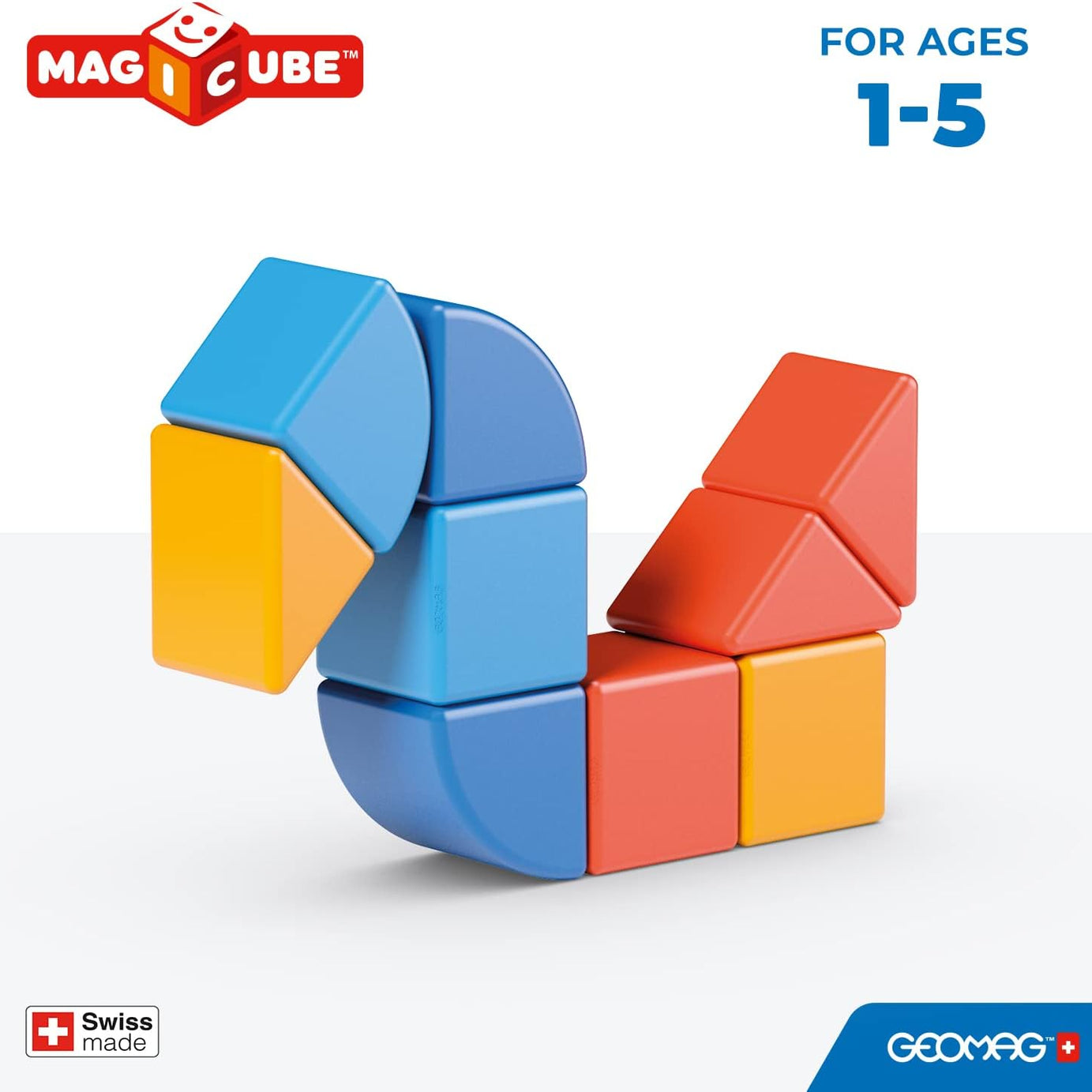 Geomag Magicube Magnetic Building Blocks - Animals - 9 Pieces for Kids 1-5 Years