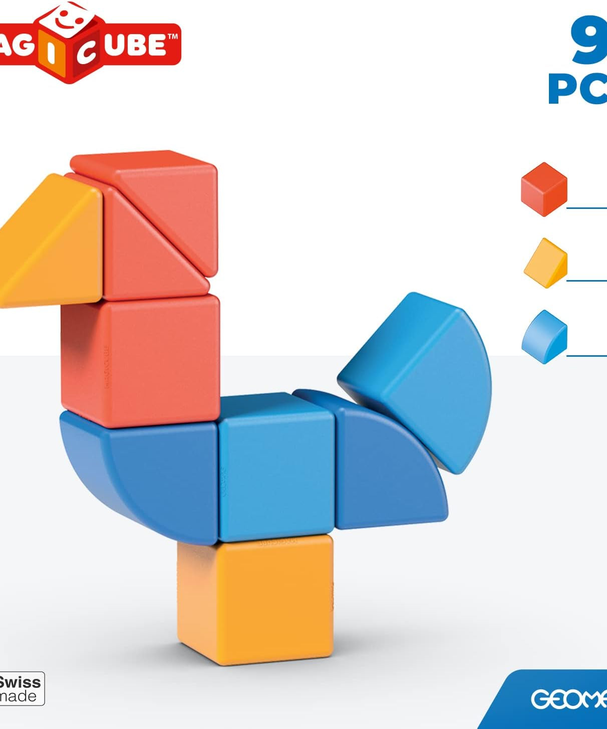 Geomag Magicube Magnetic Building Blocks - Animals - 9 Pieces for Kids 1-5 Years