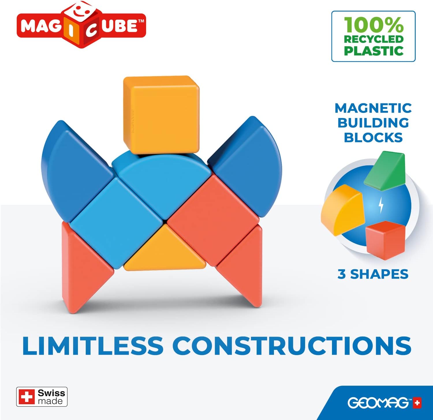 Geomag Magicube Magnetic Building Blocks - Animals - 9 Pieces for Kids 1-5 Years