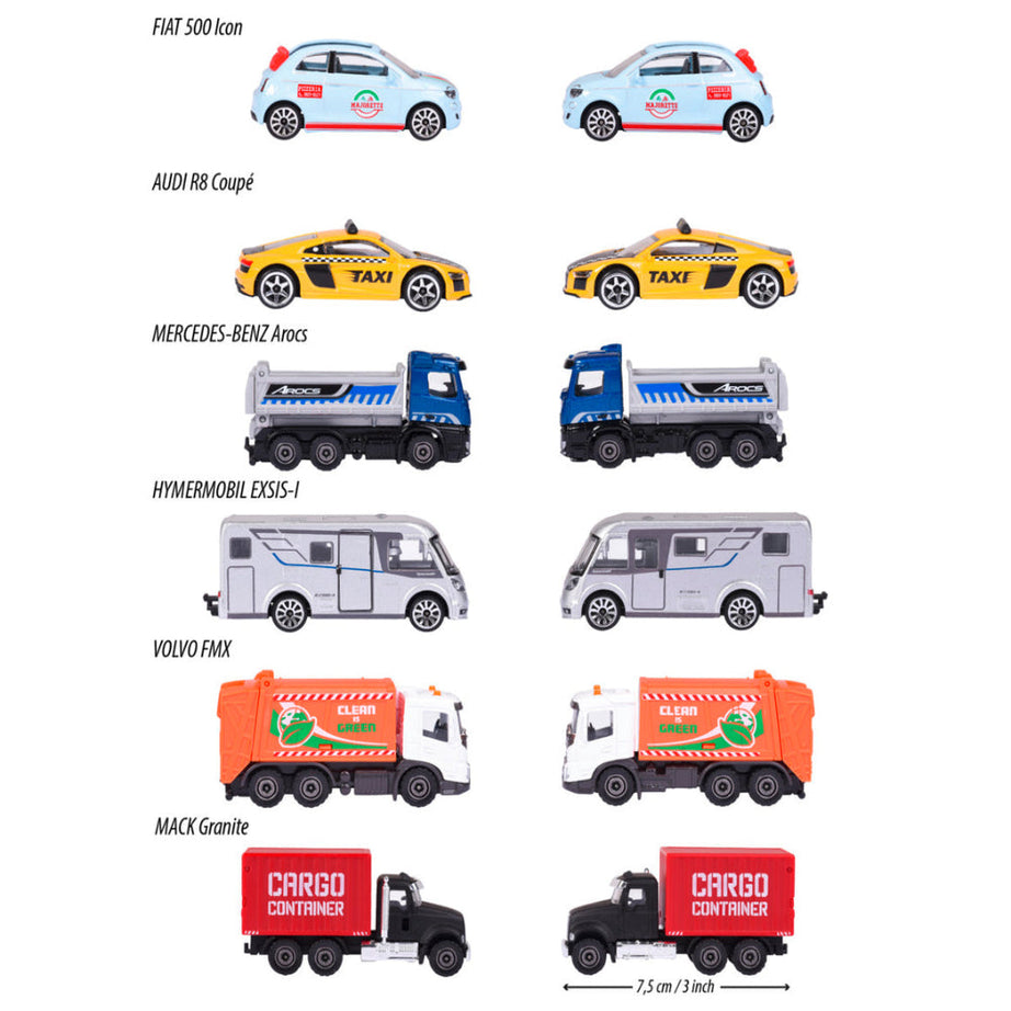 Majorette City Cars Assortment (6 Models) | Officially Licensed Die-Cast Metal Toy Vehicles with Suspension for Kids & Collectors Aged 3+