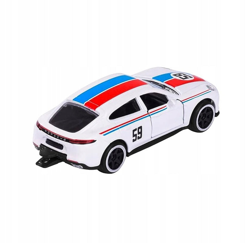 Majorette Porsche Edition - Porsche Panamera Turbo | 1:64 Scale Die-Cast Car | Official Licensed Product | White with Racing Stripes & Number 59