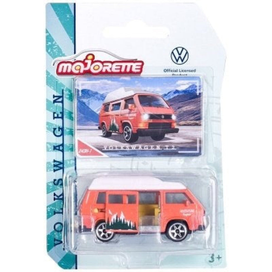 Majorette Volkswagen The Originals Premium Cars (6 Assorted Models) | Officially Licensed Die-Cast VW Beetle | T1 Bus & Golf MK1 with Opening Parts, Suspension & Collector's Card