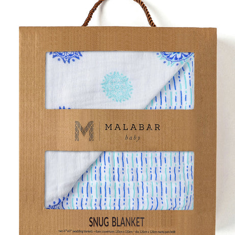 Malabar Baby Organic Muslin Snug Blanket - Mandala Design | 120 x 120 cm | Luxuriously Soft Baby Blanket