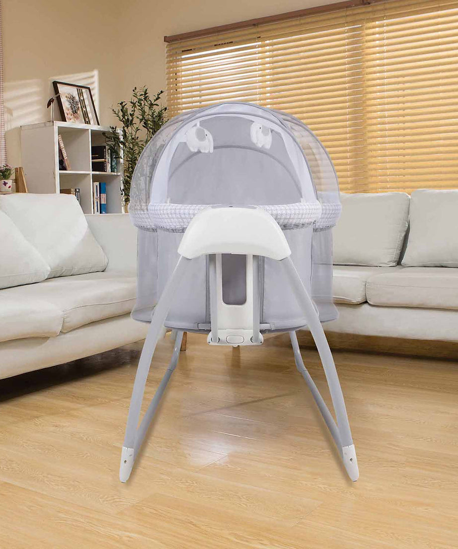 Mastela Deluxe 4-in-1 Swing & Bassinet | Bluetooth Enabled Automatic Baby Cradle, Bedside Sleeper & Playard | 5 Swing Speeds, 15 Melodies & Mosquito Net | Birth to 13.6kg | Available in 3 Different Colors - MINIMEE KIDS