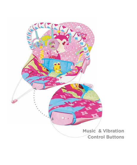Mastela Soothing Vibrations Bouncer | Cradling Infant Seat with Engaging Toys & Removable Toy Bar | Birth to 11kg (approx. 9 Months) | Pink Floral & Polka Dot Design - MINIMEE KIDS