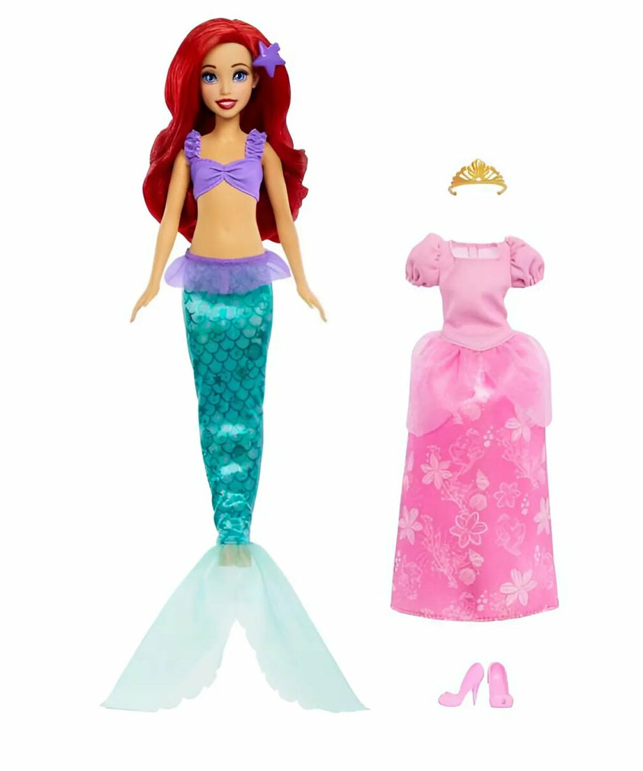 2-in-1 Disney Princess  Mermaid to Princess Ariel Doll Set – Transformation with Gown, Mermaid Tail & Accessories for Kids 3+ Years - MINIMEE KIDS