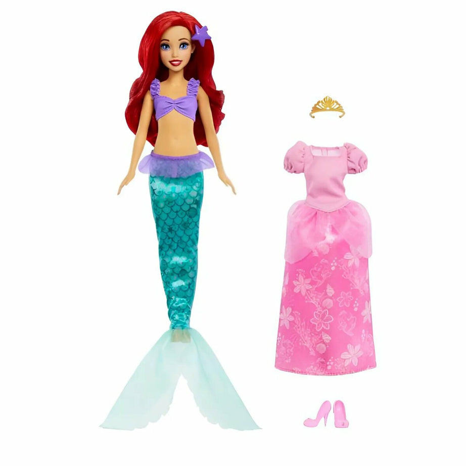 2-in-1 Disney Princess  Mermaid to Princess Ariel Doll Set – Transformation with Gown, Mermaid Tail & Accessories for Kids 3+ Years