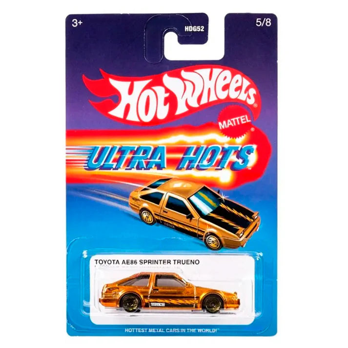 Hot Wheels Ultra Hots Toyota AE86 Sprinter Trueno – 2024 Retro Edition | 1:64 Scale Die-Cast Car with Spectraflame Paint, VUM Parts, Full Front & Rear Decoration | For Ages 3+