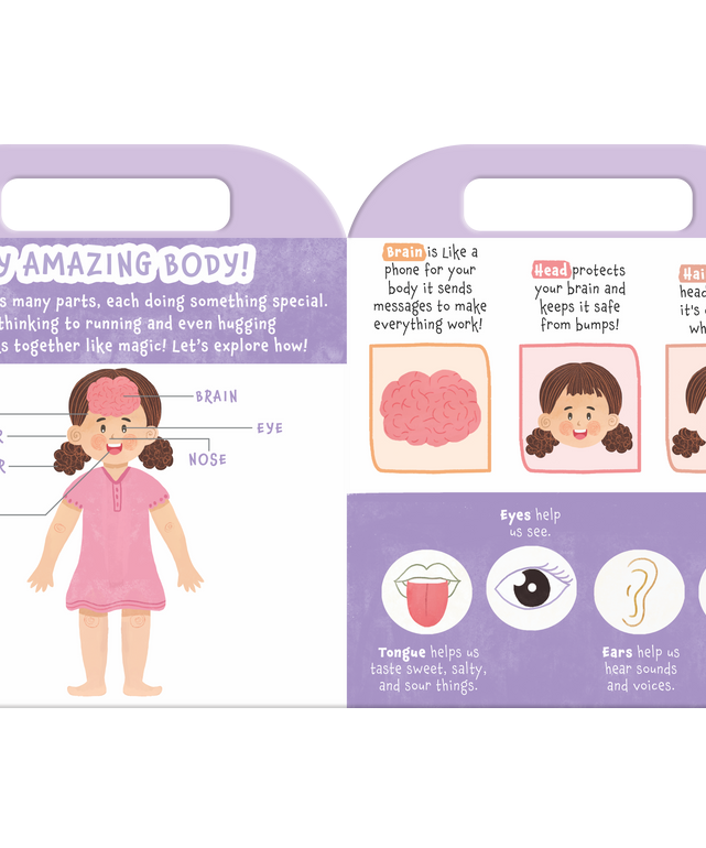 My Carry-Along Book of Me & My Body – Interactive Toddler Board Book with Built-In Handle for Early Anatomy, Human Body Awareness, and On-The-Go Learning