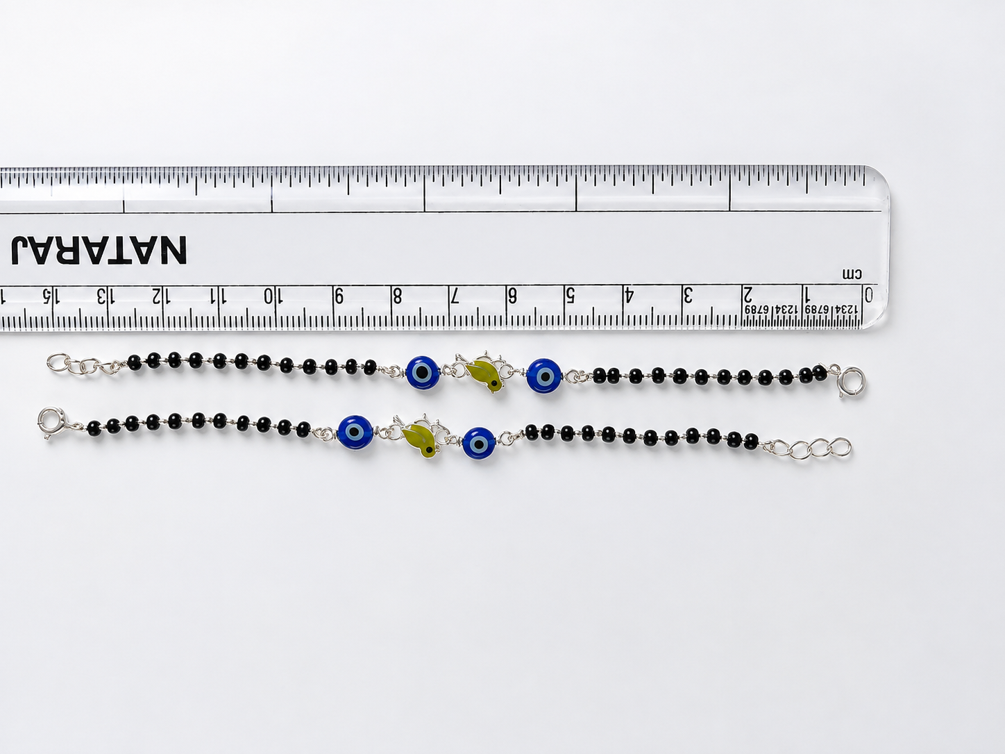Protective Evil Eye & Bird Enamel Nazariya - 925 Sterling Silver Kids' Bracelet (Pair)