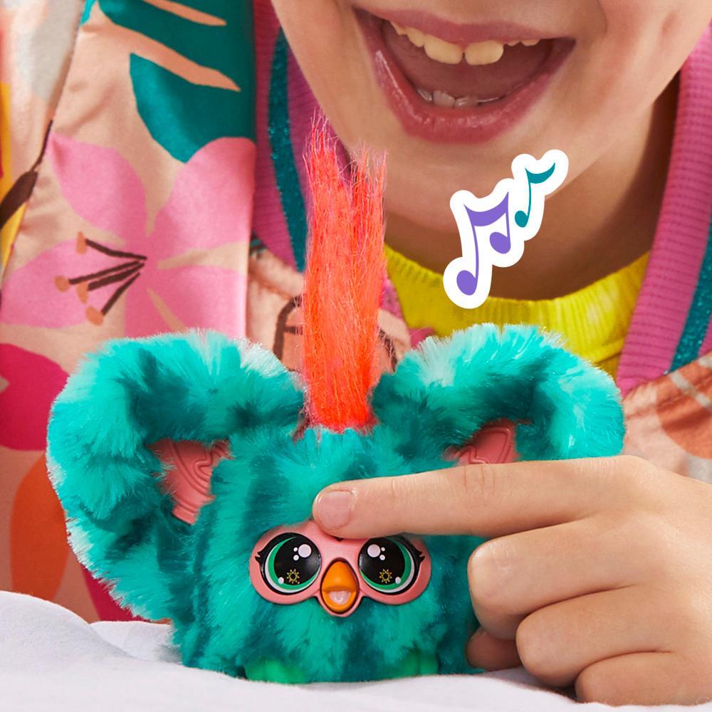 Hasbro Furby Furblets Mello-Nee Mini Electronic Plush Toy for Kids 6+ Years | 45+ Chill Sounds & Furbish Phrases | Watermelon Red & Green Plush with Keychain Clip | Collectible Pocket-Sized Musical Toy