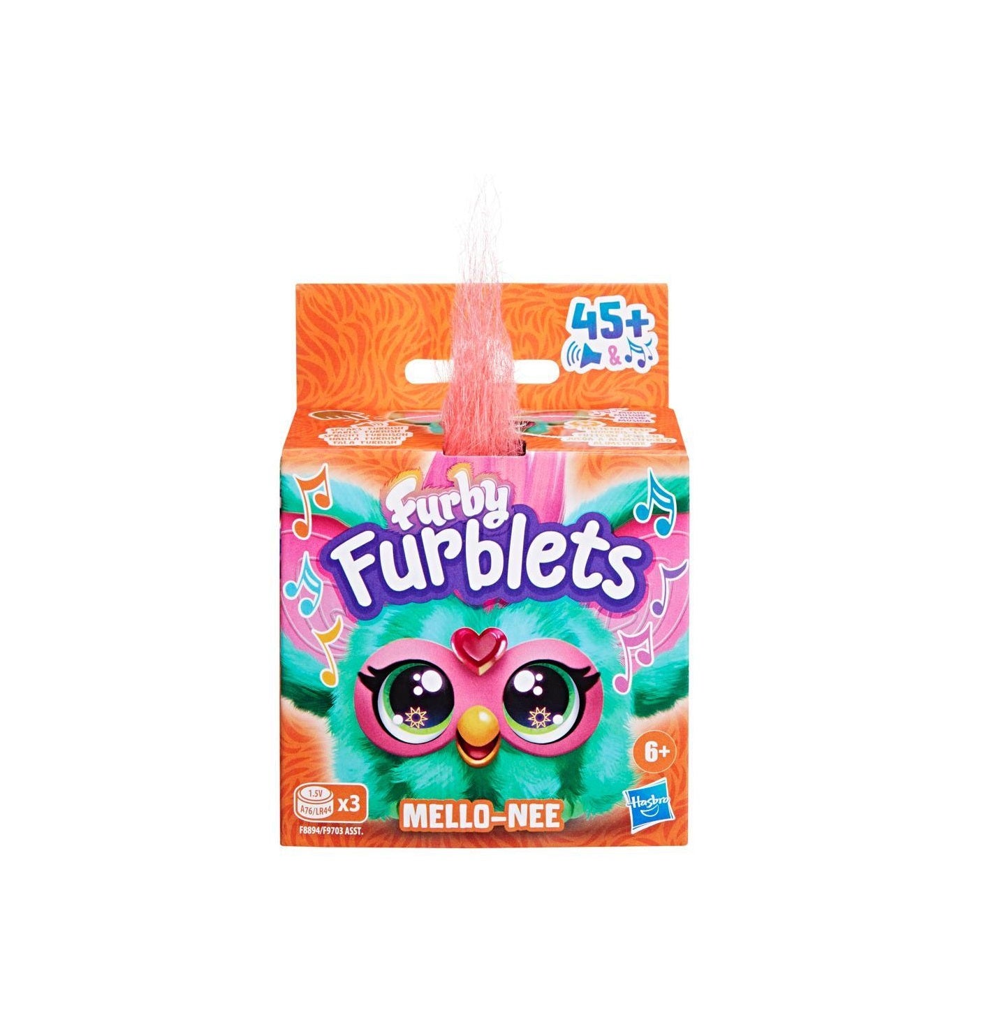 Hasbro Furby Furblets Mello-Nee Mini Electronic Plush Toy for Kids 6+ Years | 45+ Chill Sounds & Furbish Phrases | Watermelon Red & Green Plush with Keychain Clip | Collectible Pocket-Sized Musical Toy