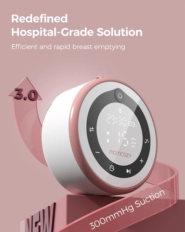 Momcozy V1 Pro Hospital Grade Wearable Breast Pump | Hands-Free Double Electric Pump | 15 Suction Levels & -300mmHg Power