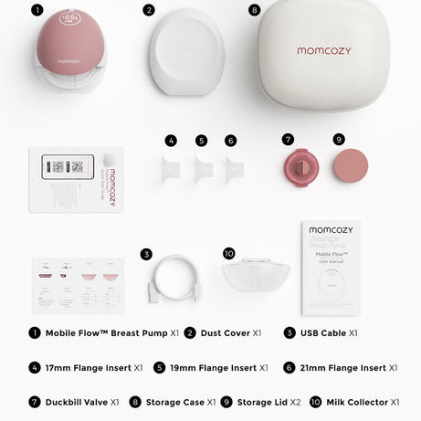 Momcozy Mobile Flow Hands-Free Breast Pump - M9 App Controlled Single Pump | Cozy Red | Portable & Wearable Breastfeeding Solution