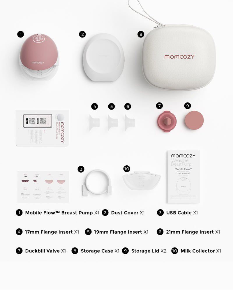 Momcozy Mobile Flow Hands-Free Breast Pump - M9 App Controlled Single Pump | Cozy Red | Portable & Wearable Breastfeeding Solution
