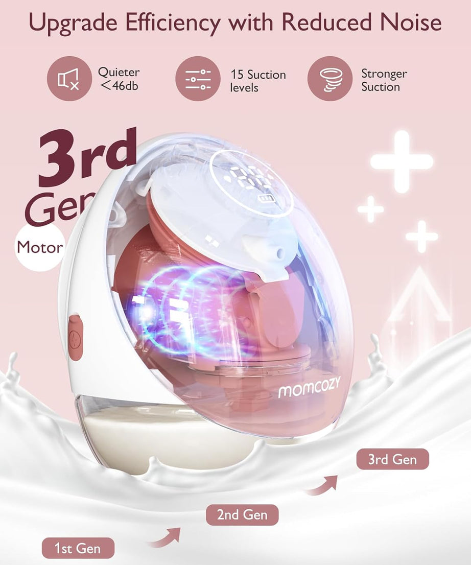 Momcozy Mobile Flow Hands-Free Breast Pump - M9 App Controlled Single Pump | Cozy Red | Portable & Wearable Breastfeeding Solution - MINIMEE KIDS