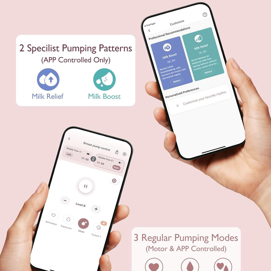 Momcozy Mobile Flow Hands-Free Breast Pump - M9 App Controlled Single Pump | Cozy Red | Portable & Wearable Breastfeeding Solution