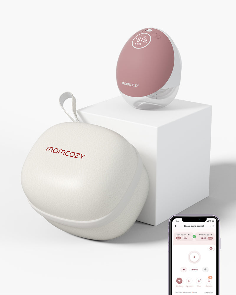 Momcozy Mobile Flow Hands-Free Breast Pump - M9 App Controlled Single Pump | Cozy Red | Portable & Wearable Breastfeeding Solution
