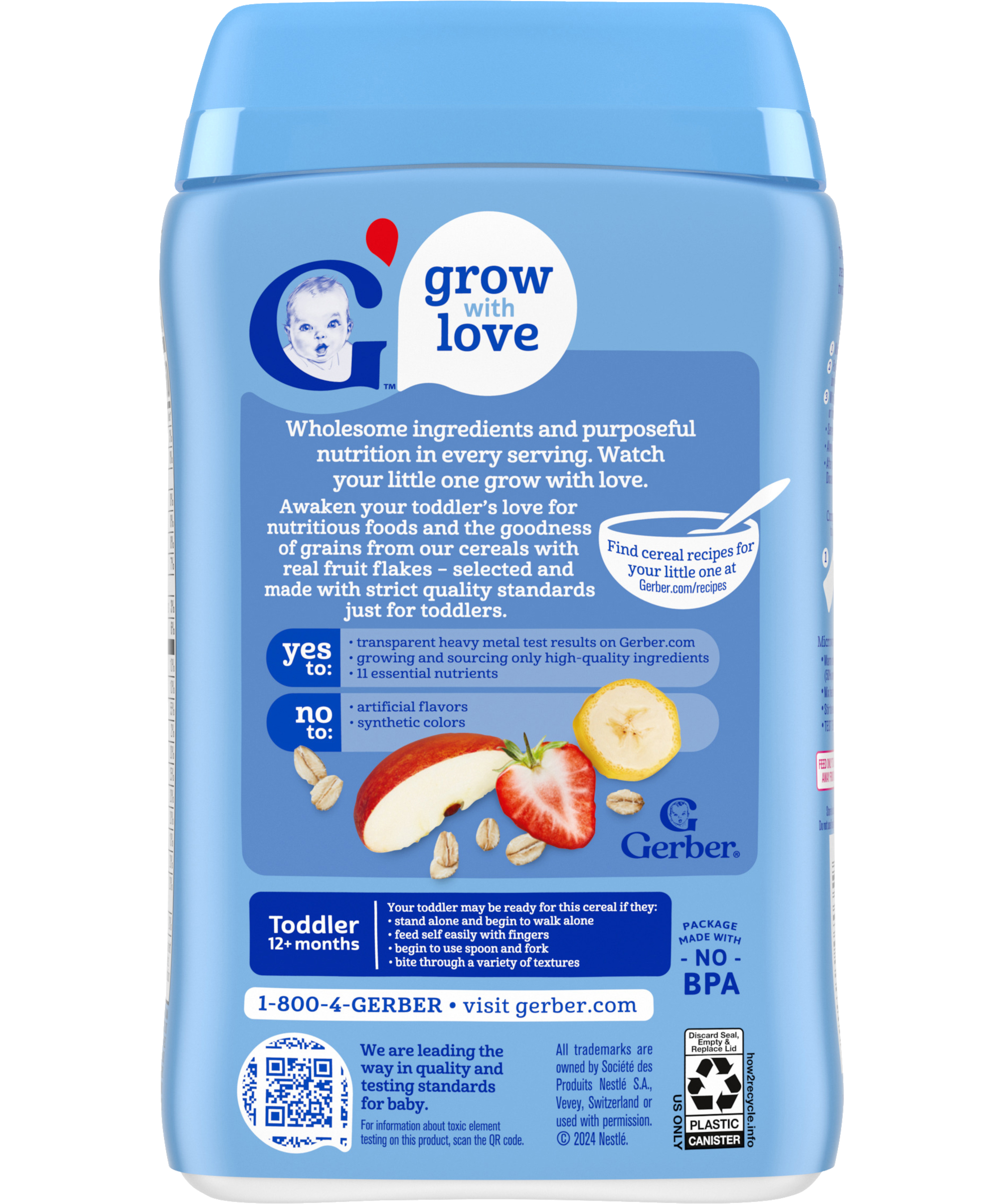 Gerber Hearty Bits Multigrain Banana Apple Strawberry Cereal - 227g | Whole Grain Cereal, Non-GMO, Iron & Essential Nutrients for Toddlers (12+ Months) - MINIMEE KIDS