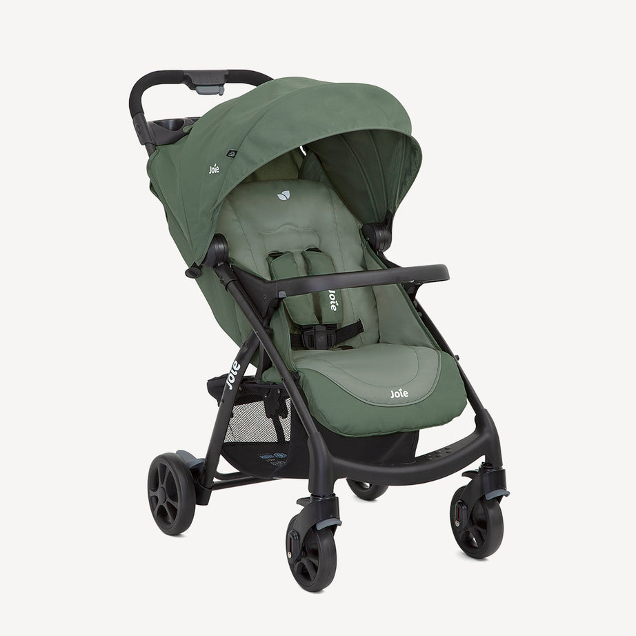 Joie Muze LX Full-Featured Baby Stroller – Compact Gravity Fold, Lie-Flat Recline, Car Seat Compatible | Smart Travel Stroller for Newborns to Toddlers | Available in Coal, Laurel & Cranberry