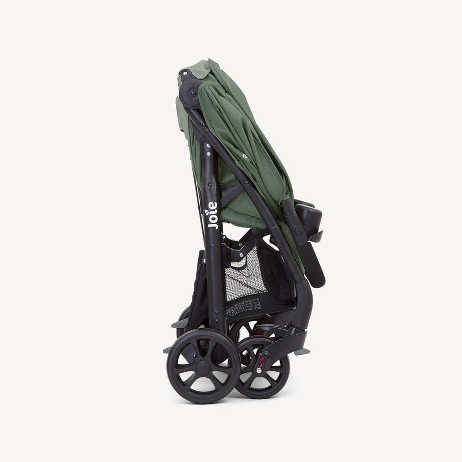 Joie Muze LX Full-Featured Baby Stroller – Compact Gravity Fold, Lie-Flat Recline, Car Seat Compatible | Smart Travel Stroller for Newborns to Toddlers | Available in Coal, Laurel & Cranberry