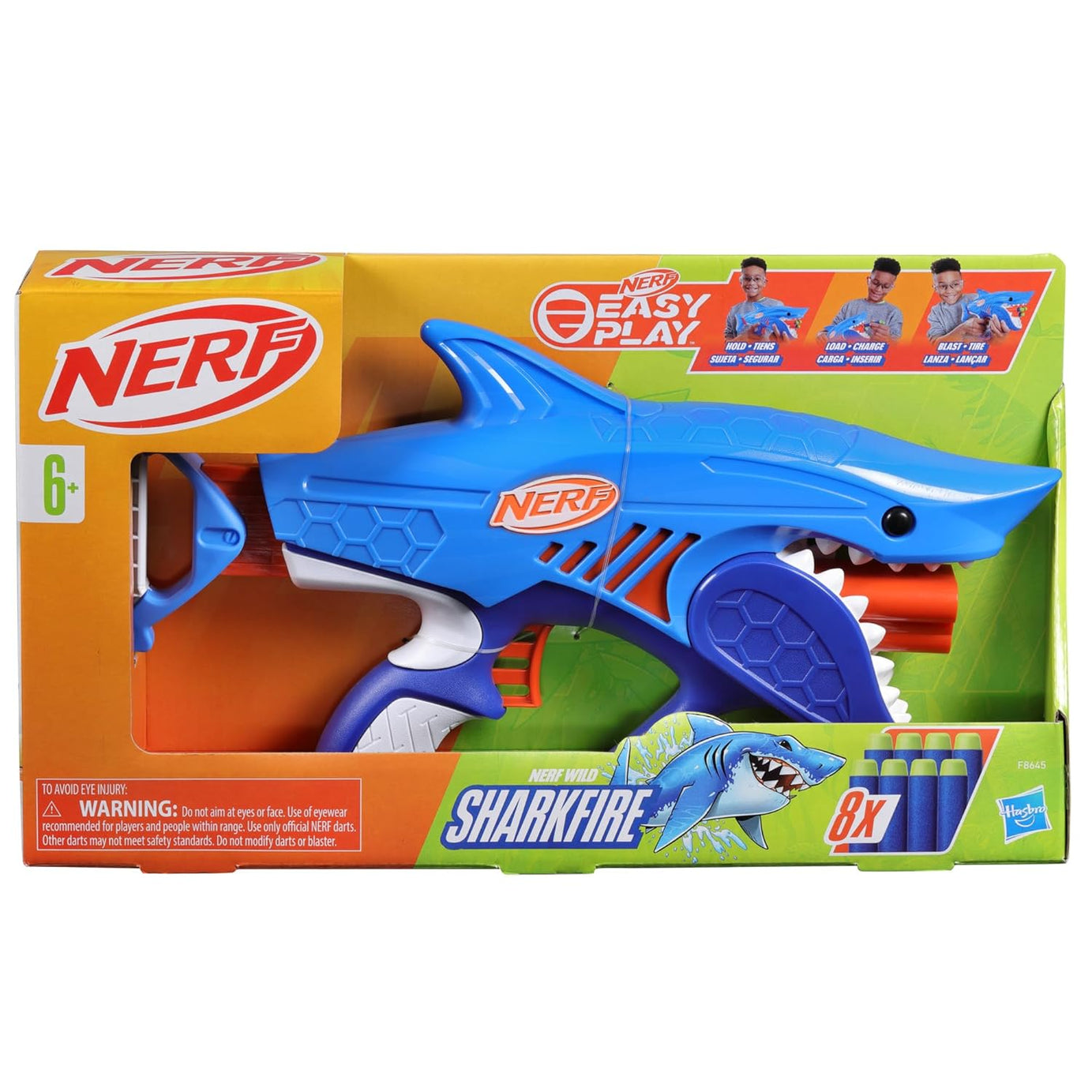 Nerf Wild Sharkfire Dart Blaster | Easy Play, 8 Elite Darts | Perfect for Kids 6+