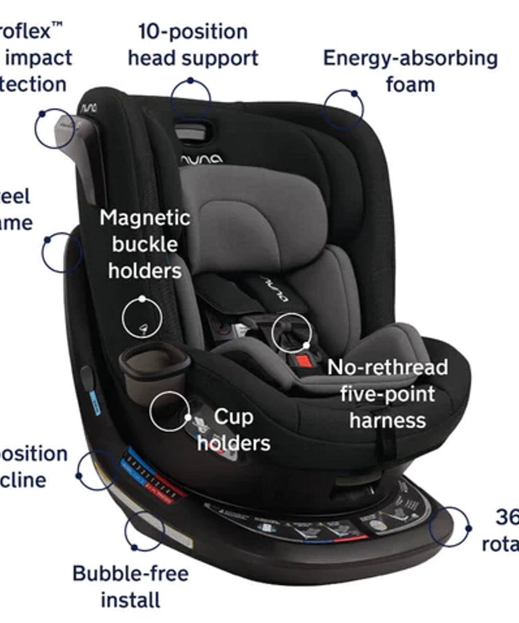 Nuna REVV All-In-One Car Seat - Caviar | Revolutionize Your Child's Safety with a 360-Degree Spin