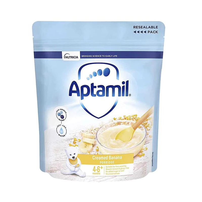 Nutricia Aptamil Creamed Banana Porridge for Babies 4-6 Months & Above | 125g | Gentle Weaning Food - MINIMEE KIDS