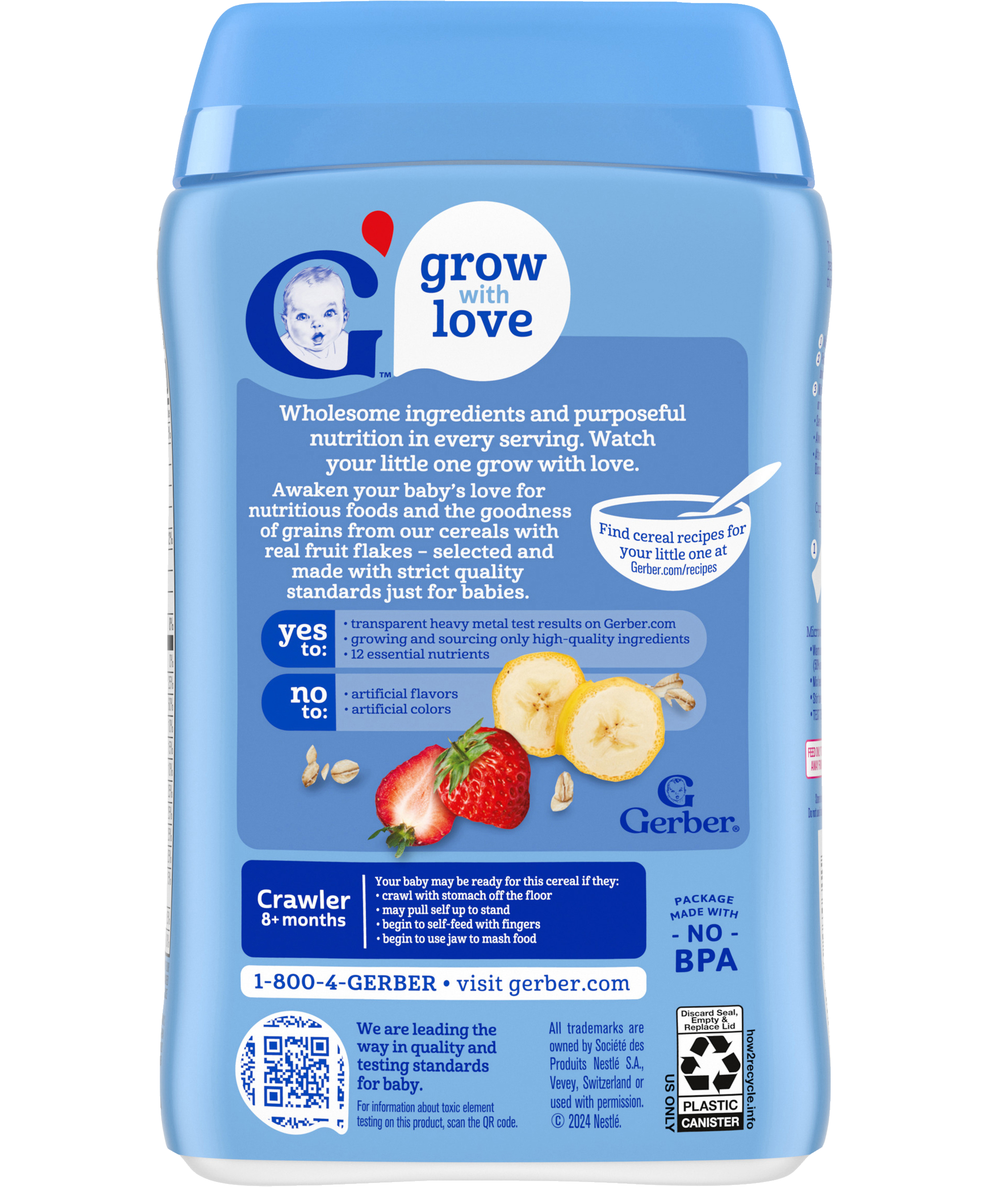 Gerber lil' bits Oatmeal Banana Strawberry Cereal - 227g | With Real Fruit & 'lil bits' to Help Baby Chew, Non-GMO, 60% DV Iron & 6g Whole Grains for Crawler Babies (8+ Months) - MINIMEE KIDS