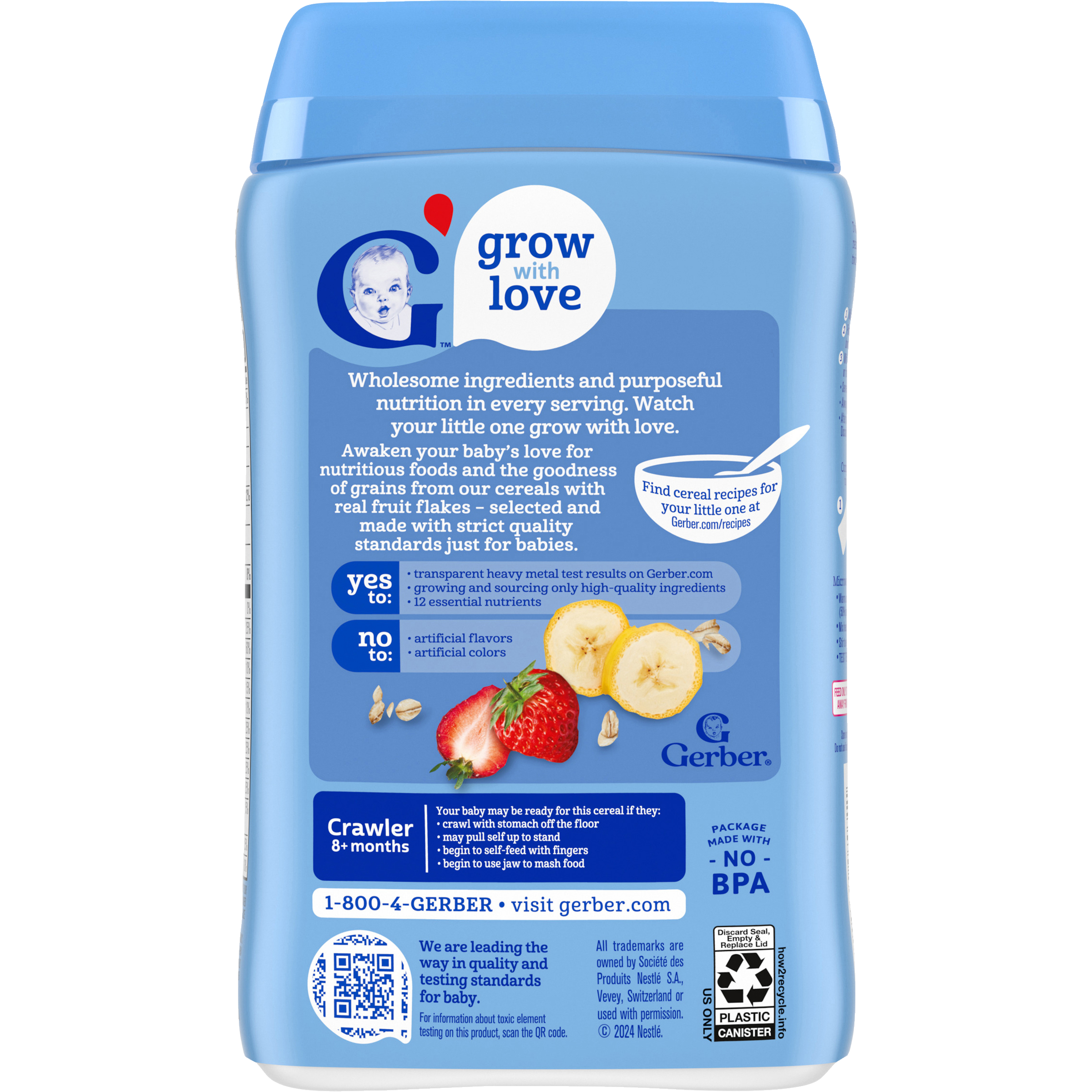 Gerber lil' bits Oatmeal Banana Strawberry Cereal - 227g | With Real Fruit & 'lil bits' to Help Baby Chew, Non-GMO, 60% DV Iron & 6g Whole Grains for Crawler Babies (8+ Months)