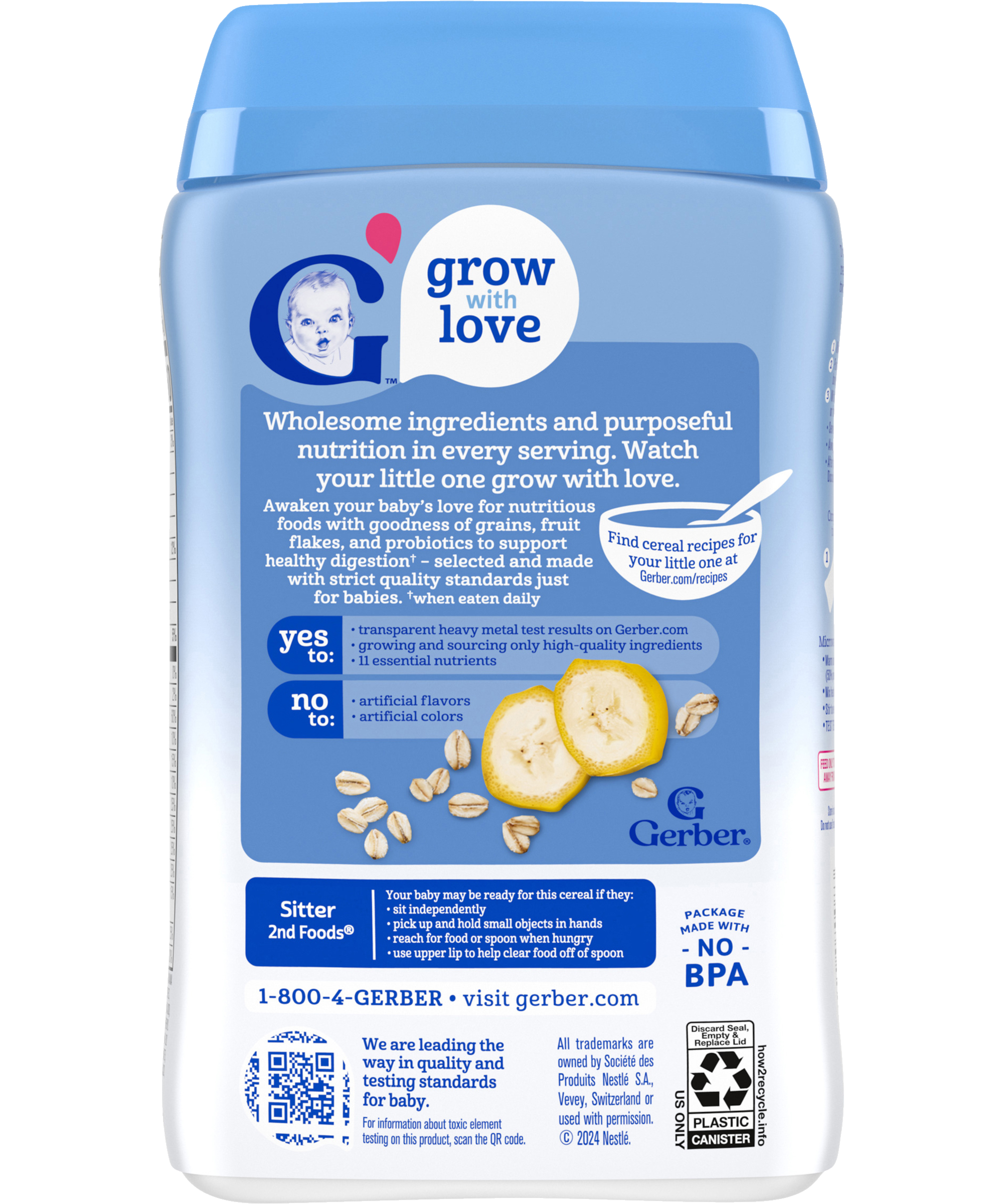 Gerber Oatmeal Banana Probiotic Cereal – 227g Iron-Fortified Whole Grain Infant Cereal, Made with Real Fruit, Probiotics for Sitter Babies (6+ Months) - MINIMEE KIDS