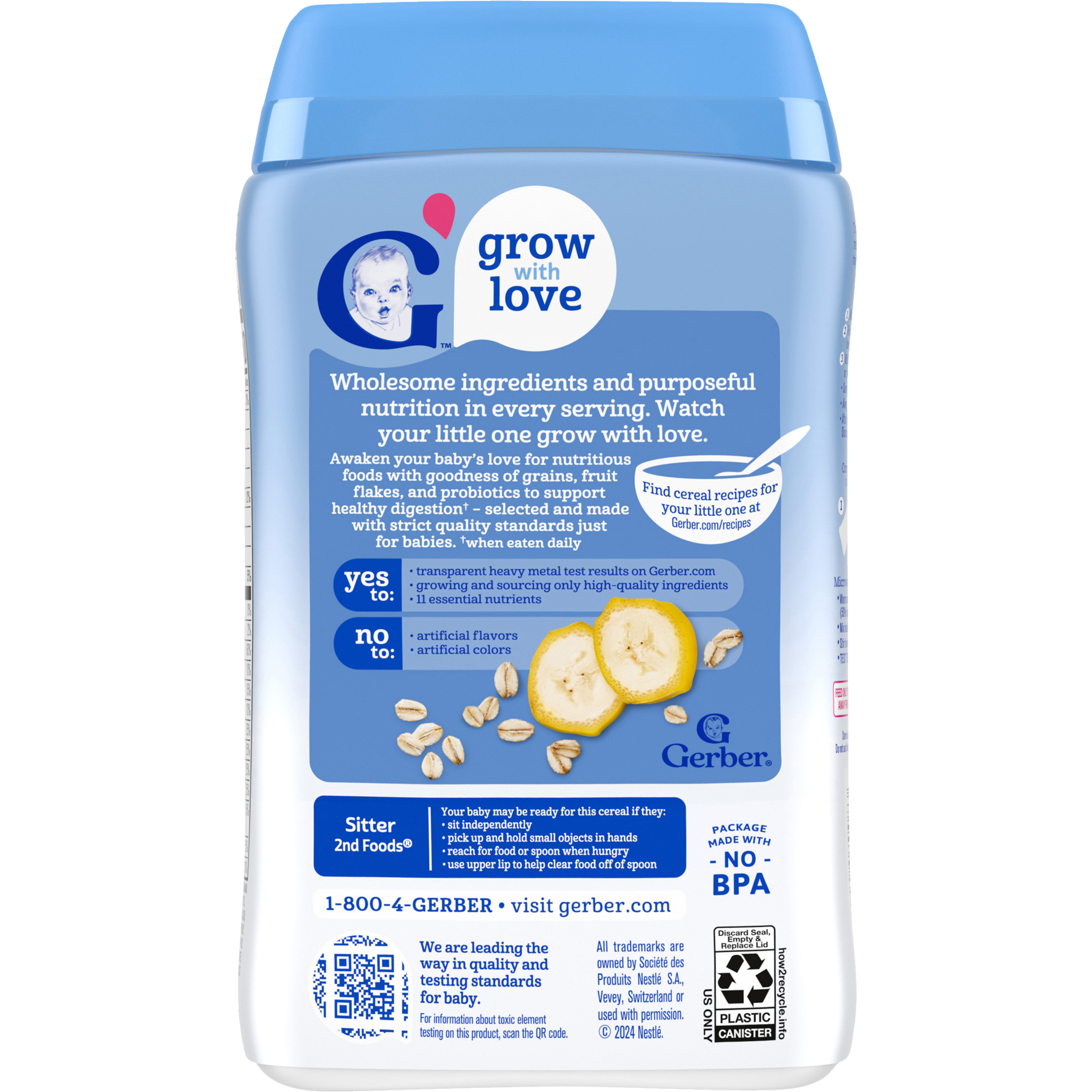 Gerber Oatmeal Banana Probiotic Cereal – 227g Iron-Fortified Whole Grain Infant Cereal, Made with Real Fruit, Probiotics for Sitter Babies (6+ Months)