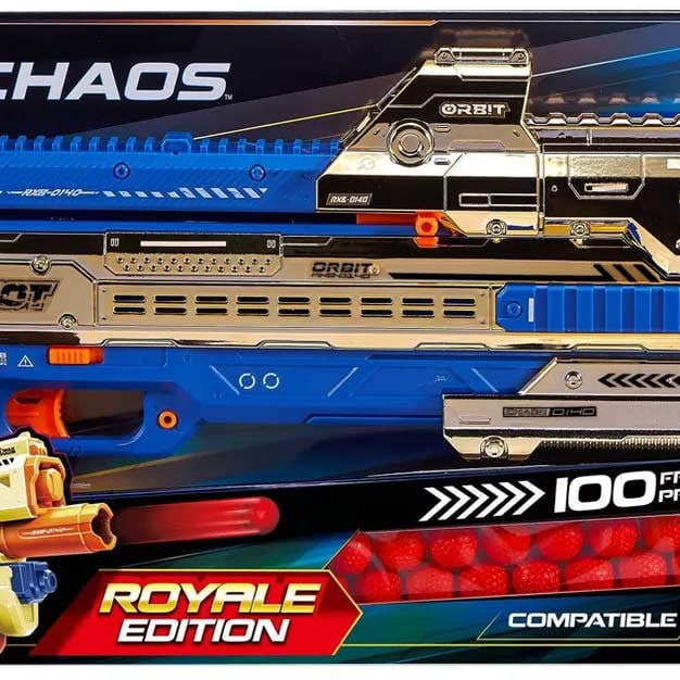 ZURU X-Shot Chaos Royale Edition Orbit Blaster with Golden Design - 24 Foam Balls, 14-Round Capacity