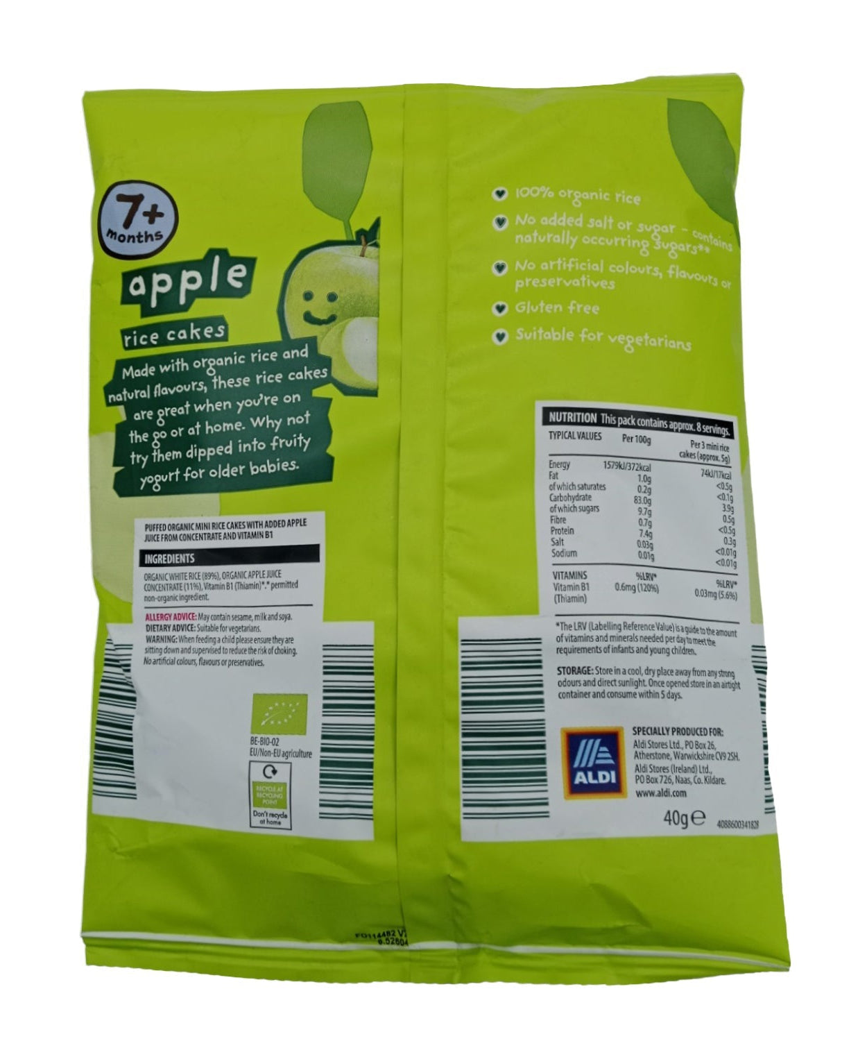 Organic Mamia Apple Rice Cakes for 7+ Months - 40g - MINIMEE KIDS