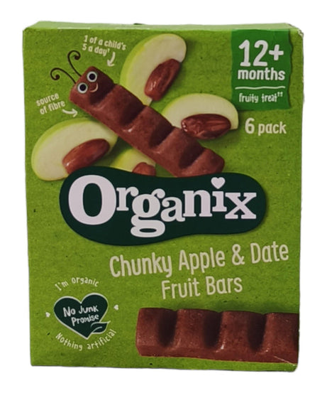 Organix Chunky Apple & Date Fruit Bars for 12+ Months - 102g | 6 Pack in the Box - MINIMEE KIDS