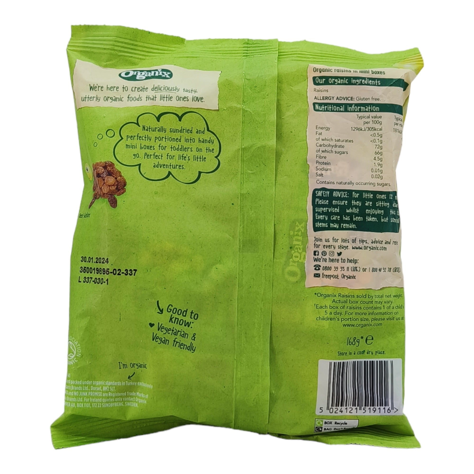 Organix Raisins for 12+ Months | 12 Mini Boxes - 168g