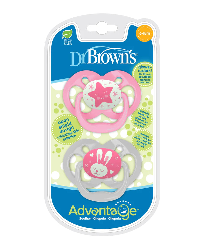 Dr Brown's Advantage Glows in the Dark Soother for 6-18 Months Stage 2 Pacifier - MINIMEE KIDS