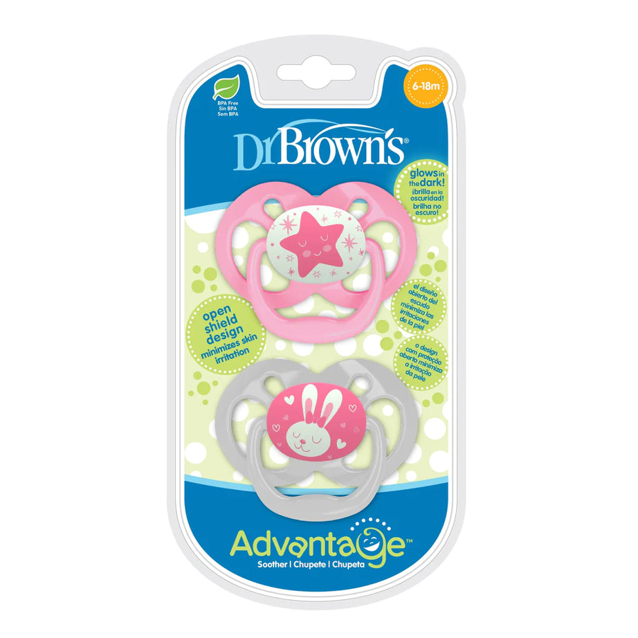 Dr Brown's Advantage Glows in the Dark Soother for 6-18 Months Stage 2 Pacifier - MINIMEE KIDS