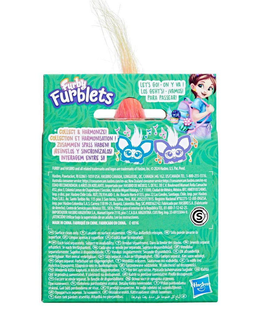 Hasbro Furby Furblets Par-Tay Mini Electronic Plush Toy for Kids Age 6+ | 45+ Disco Sounds, Phrases & Peekaboo Ears | Clip-On Backpack Toy with Keychain | Funky Multicolor Plush
