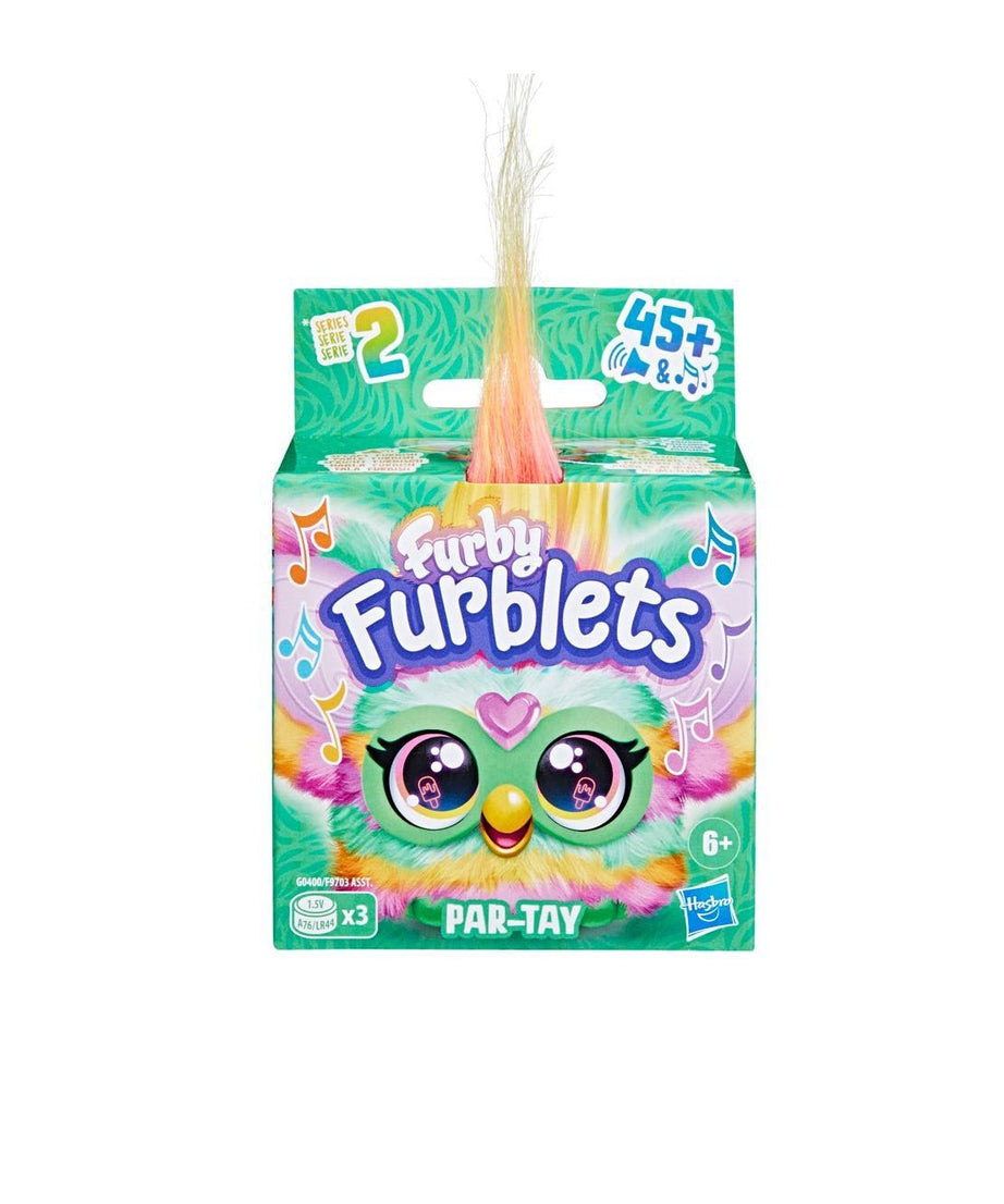 Hasbro Furby Furblets Par-Tay Mini Electronic Plush Toy for Kids Age 6+ | 45+ Disco Sounds, Phrases & Peekaboo Ears | Clip-On Backpack Toy with Keychain | Funky Multicolor Plush