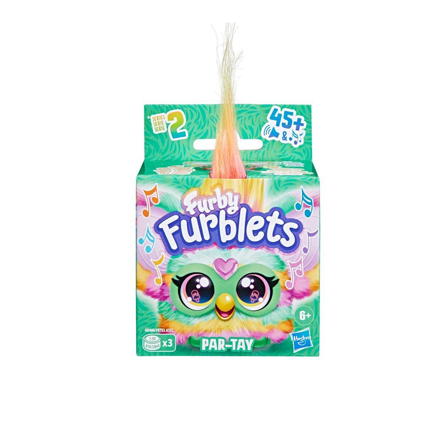Hasbro Furby Furblets Par-Tay Mini Electronic Plush Toy for Kids Age 6+ | 45+ Disco Sounds, Phrases & Peekaboo Ears | Clip-On Backpack Toy with Keychain | Funky Multicolor Plush