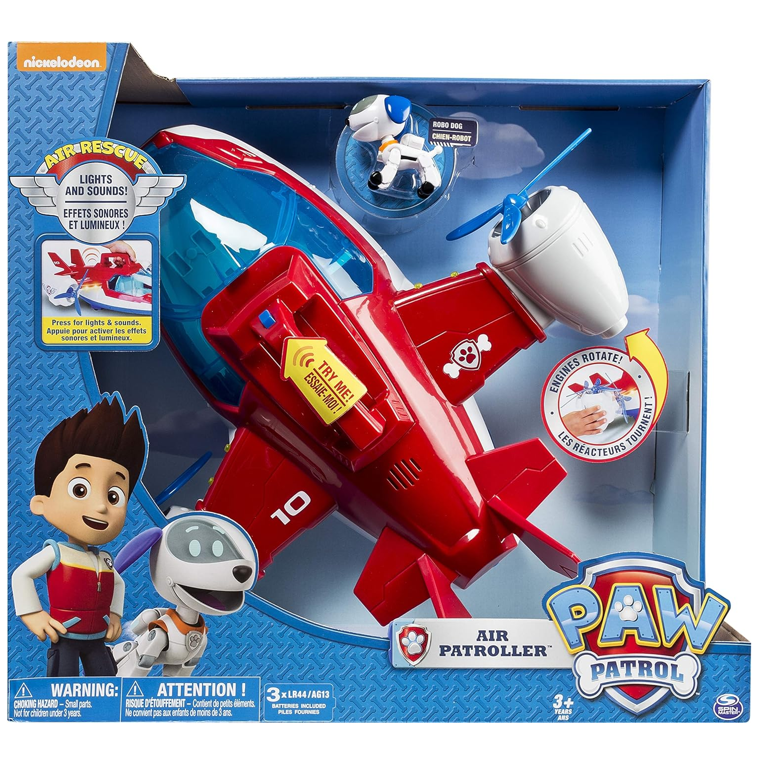 PAW Patrol 2 in 1 Air Patroller Helicopter and Plane Transforming Vehicle with Robopup Figure and Real Lights & Sounds for Kids Aged 3 and Up