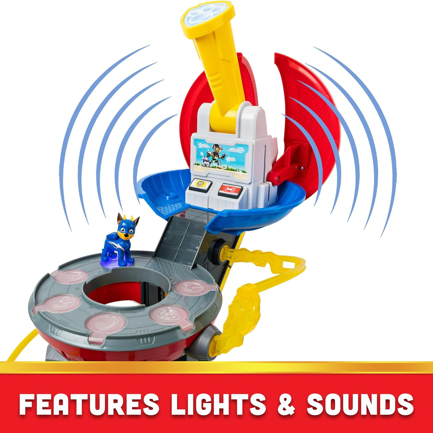 PAW Patrol Mighty Lookout Tower - Mighty Pups Super PAWs with Working Elevator, Lights, Sounds & Zip Line – Includes Chase Figure & Vehicle, Gift for Kids Ages 3+