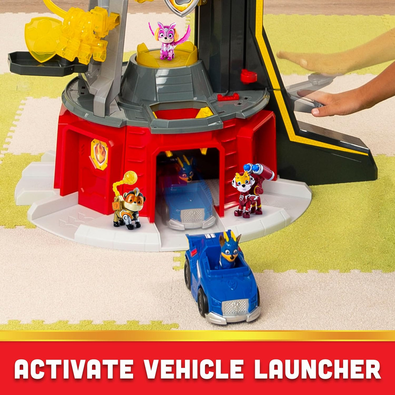 PAW Patrol Mighty Lookout Tower - Mighty Pups Super PAWs with Working Elevator, Lights, Sounds & Zip Line – Includes Chase Figure & Vehicle, Gift for Kids Ages 3+