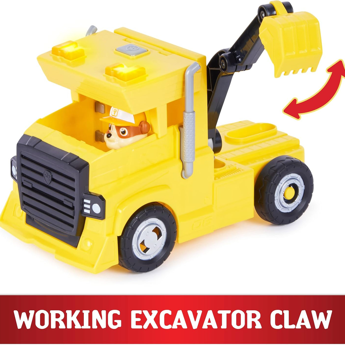 PAW Patrol Rubble 2-in-1 Transforming X-Treme Truck with Excavator Toy, Crane, Lights & Sounds, Action Figures – for Kids Ages 3 and Up