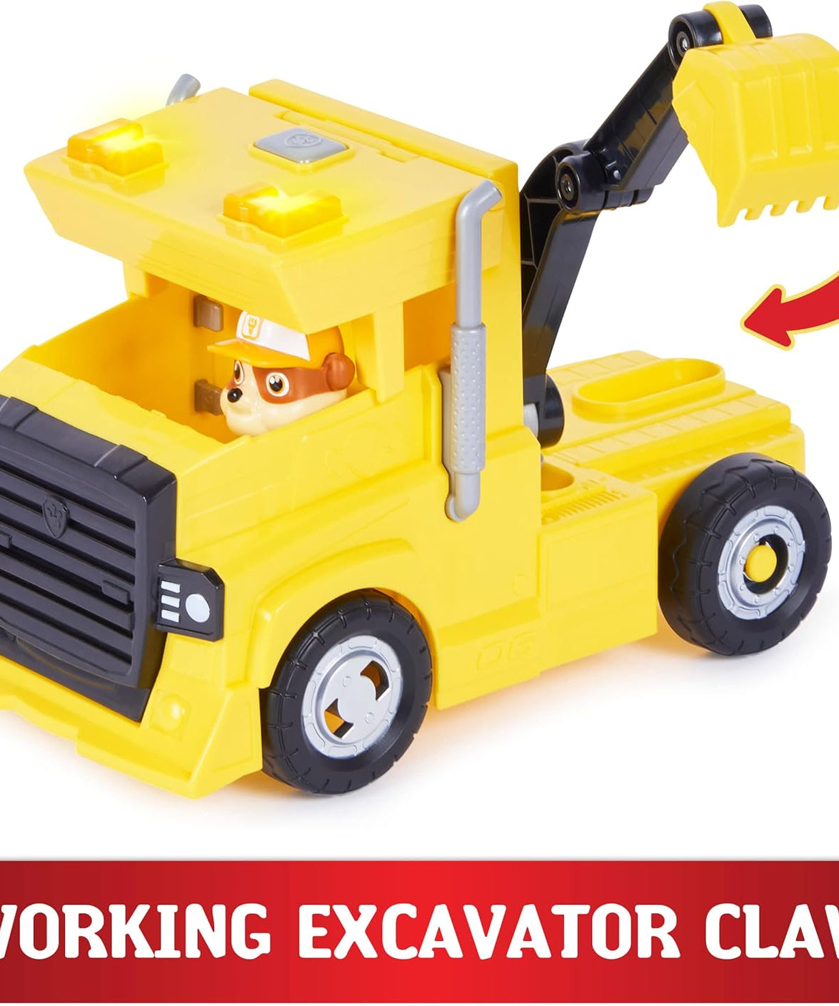 PAW Patrol Rubble 2-in-1 Transforming X-Treme Truck with Excavator Toy, Crane, Lights & Sounds, Action Figures – for Kids Ages 3 and Up