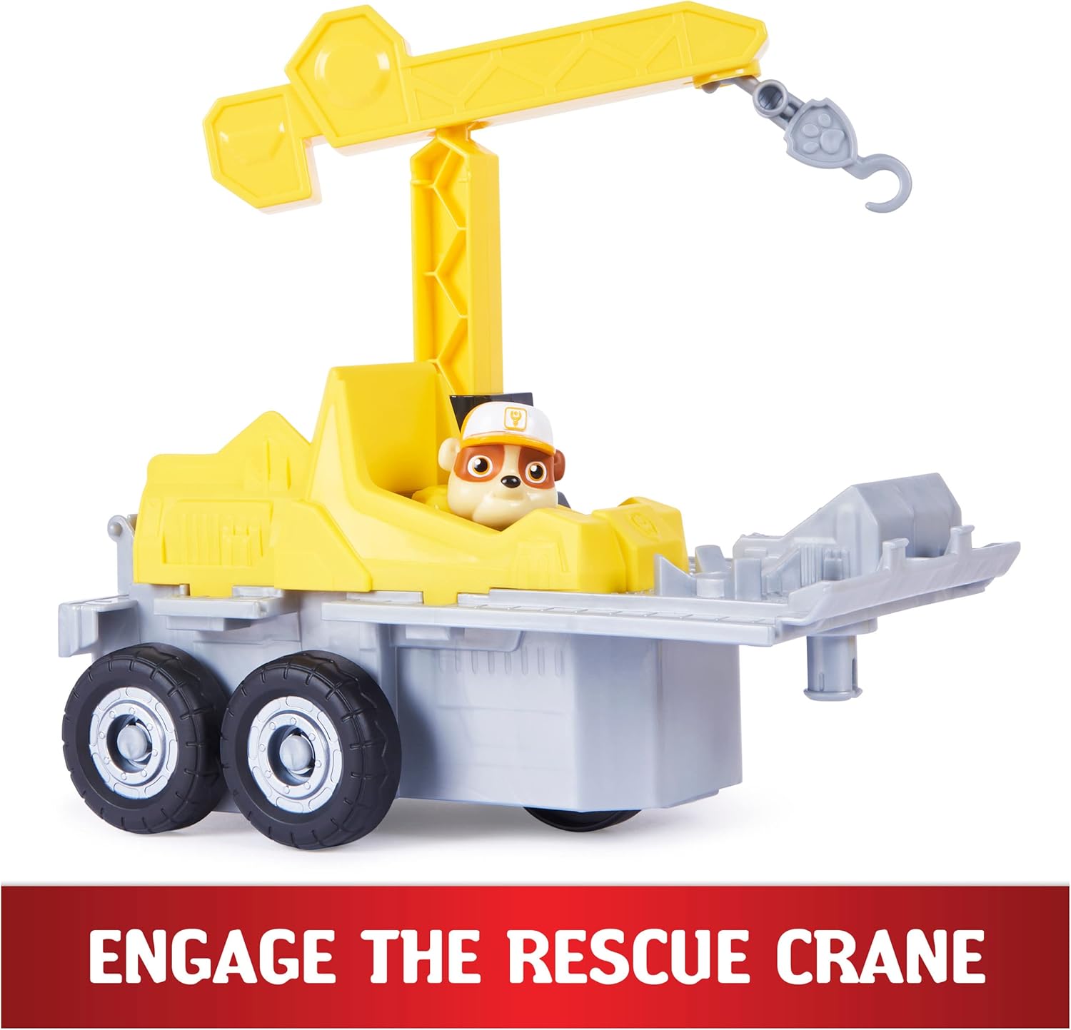PAW Patrol Rubble 2-in-1 Transforming X-Treme Truck with Excavator Toy, Crane, Lights & Sounds, Action Figures – for Kids Ages 3 and Up