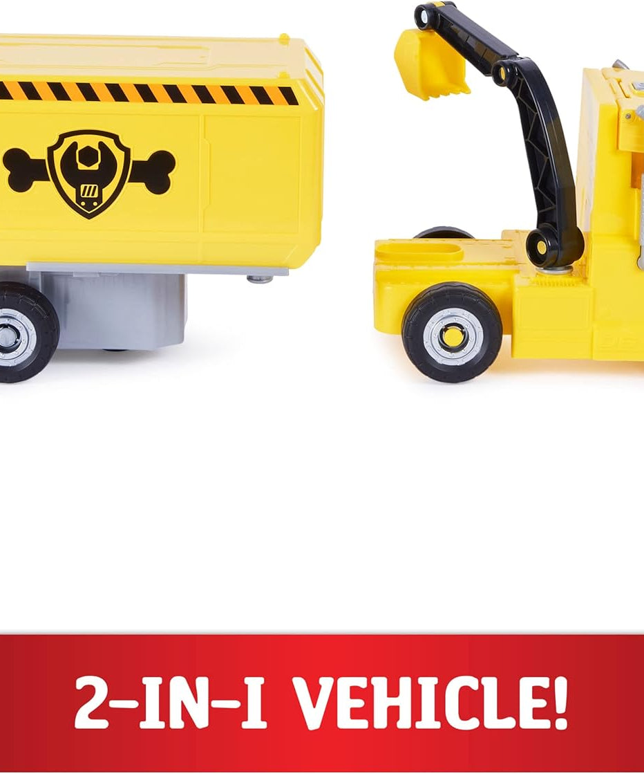 PAW Patrol Rubble 2-in-1 Transforming X-Treme Truck with Excavator Toy, Crane, Lights & Sounds, Action Figures – for Kids Ages 3 and Up